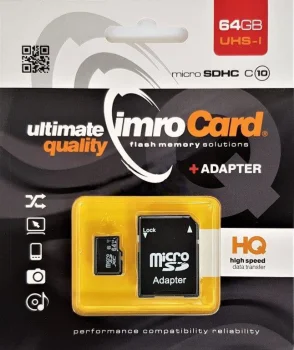 Imro 64GB microSDXC Class 10 UHS-I Memory Card with Adapter, Black