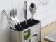 Stainless Steel Cutlery Drainer, Kitchen Utensil Organizer with 4 Compartments, Silver-Black