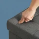 Foldable Upholstered Pouf with Storage, Dark Grey