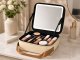 Travel Cosmetic Case with Detachable LED Mirror, Ecru