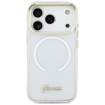 Guess IML Gradient Script Metal MagSafe Phone Case Cover iPhone 17 - White
