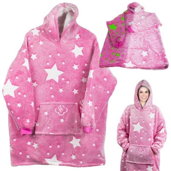 Warm Oversize Blanket Hoodie XXL, Glow in the Dark, Pink