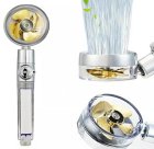 Ūdeni taupoša turbo dušas klausule ar ventilatoru, zelta, bez šļūtenes