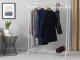 Metal Standing Clothes Rack with Shoe Shelf, White