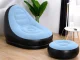 Inflatable Lounge Chair with Ottoman, Comfortable Blow Up Armchair for Home or Patio, Blue