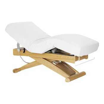 Electric SPA Treatment Couch Sillon Siesta White with Light Wood Base