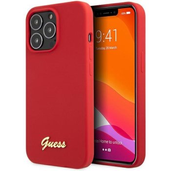 Apple iPhone 13 Pro Max 6.7'' Guess Silicone Vintage Gold Logo Case Cover (GUHCP13XLSLMGRE), Red