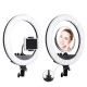 LED Ring Light 34.5cm with Tripod Stand up to 1.85m, Mirror & Phone Holder
