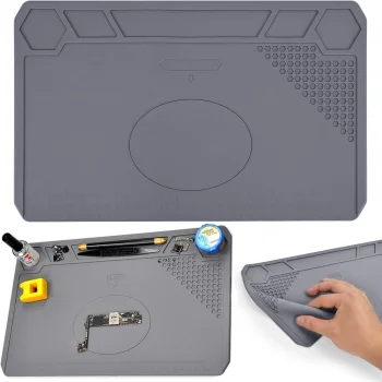 Silicone Soldering Mat with Organizer 35x25cm, Grey