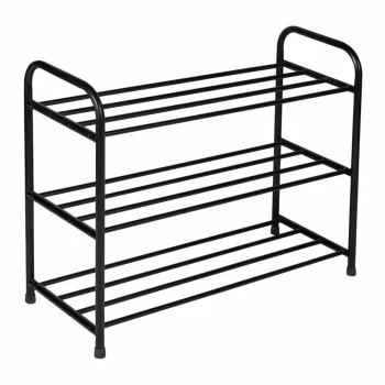 3-Tier Steel Shoe Rack, Black
