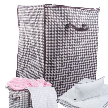 180L Large Foldable Storage Container for Clothes, Fabric Closet Organizer, black and white