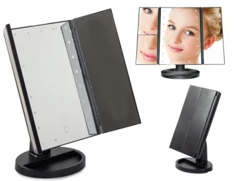 LED Cosmetic Makeup Mirror with 22 Diodes and 2x/3x Magnification, Black