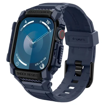 Spigen Rugged Armor Pro dirželis Apple Watch 46mm su dėklu, mėlynas