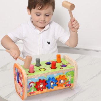 Wooden Pounding Bench Toy with Gears Jhtoy-057
