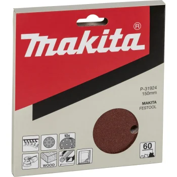 Makita P-31924 Sanding Discs 150 mm, Grit 60, 10 Pcs.
