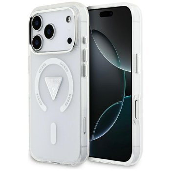 Guess IML Gradient Triangle Logo MagSafe Case for iPhone 17 Pro, Transparent