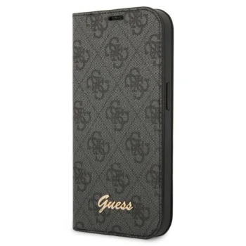 Guess iPhone 14 Pro Wallet Case 4G Vintage Gold Logo, Black