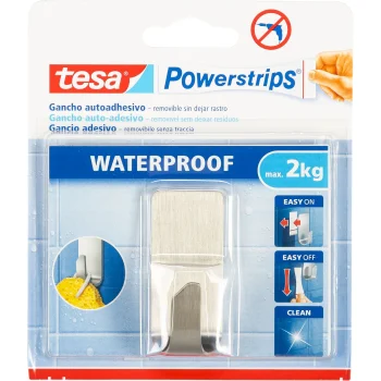 Self-Adhesive Bathroom Hook Tesa Powerstrips Waterproof Zoom 2kg, Silver