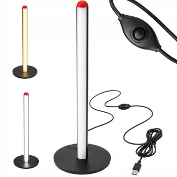 Melnā LED galda lampa ar 3 gaismas toņiem un spilgtuma regulēšanu, 25 cm