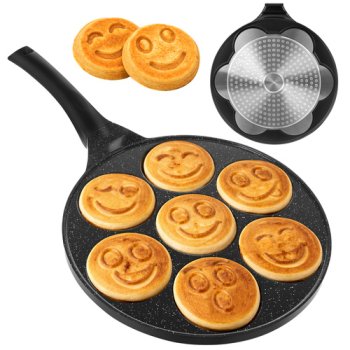 Ruhhy 27273 Smiley Face Pancake Pan, 10.5-Inch Non-Stick Griddle for Eggs, Induction