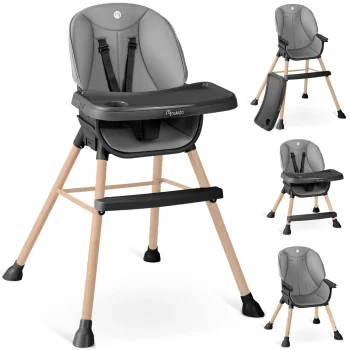 Nukido Tilo Baby High Chair, Grey/Black
