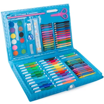 Art Painting and Drawing Set in Case, 86 Pieces, Blue