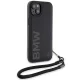 BMW iPhone 15 Plus / 14 Plus Case Signature Leather Wordmark Cord, Black