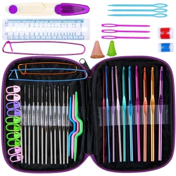 Crochet Hook Set with Zippered Case 0.6-6.5 mm 50 Pieces