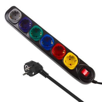 Maclean MCE509 B Power Strip, 6 Outlets, with Switch, 1.5m, Black