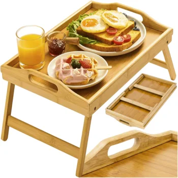Ruhhy Folding Bamboo Breakfast Tray Table