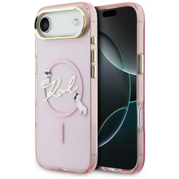Karl Lagerfeld IML Choupettes Karl Script Logo MagSafe dėklas telefonui iPhone Air, rožinis