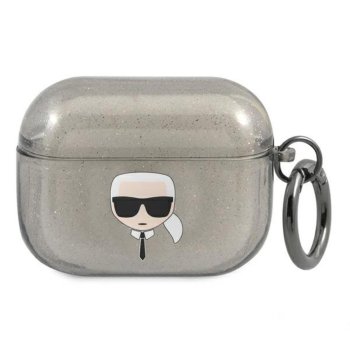Karl Lagerfeld KLAPUKHGK AirPods Pro cover black Glitter Karl`s Head