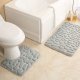 2 Piece Bathroom Mat Rug Set, Gray