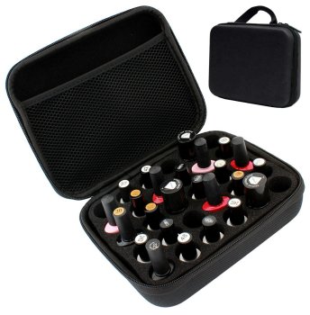 Hard Shell Nail Polish Storage Case for 30 Bottles, Black