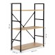 Modernhome CWJ602480LG Wild Oak Wooden Shelf with Metal Frame, 3 Shelves, Loft Style