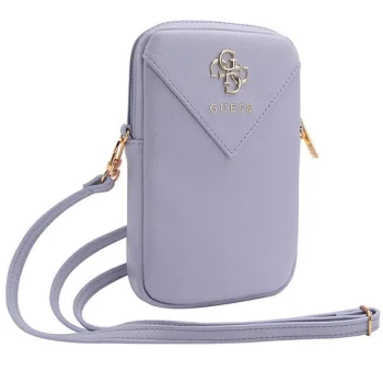 Guess ZIP Leather Triangle Phone Bag, Purple