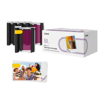 Photo Paper and Cartridges Liene 2x3" (50 Sheets + 5 Cartridges) for Liene Pearl N200 Pro
