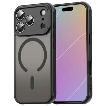 Dėklas iPhone 18 Pro Max / 17 Pro Max su magnetu, atsparus smūgiams, matinis, juodas