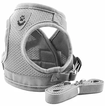 Pressure-Free Harness with Leash for Cats and Small Dogs, Size M, Grey