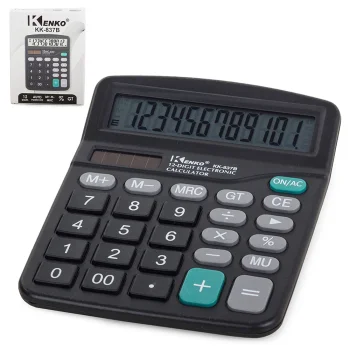 Desk Calculator 12-Digit with Large Angled Display for Office and Home, Black