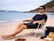 Folding Camping Chair Lightweight Portable Beach Garden Seat, Beige