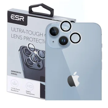 Apple iPhpne 15 / 15 Plus Esr Back Camera Lens Tempered Glass Protector, Black