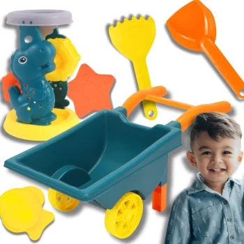 Bakalu Sand Play Set with Wheelbarrow and Accessories, 6 Pcs, Orange