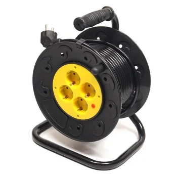 Extension Cord with Reel 15m, 4 Sockets, 3x1.5mm2, Black / Yellow