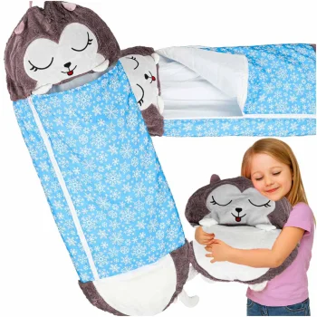 Kids Travel Sleeping Bag with Pillow 2in1 125x50cm, Blue