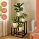 Ruhhy 4-Tier Plant Stand, Loft Style, Black & Wood Color