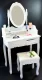 Makeup Vanity Table with Mirror and Stool Set, White