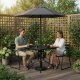 MultiGarden Square Patio Table 80x80 cm with Glass Top and Umbrella Hole, black