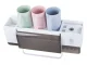 Toothbrush and Cup Organizer with Toothpaste Dispenser, White