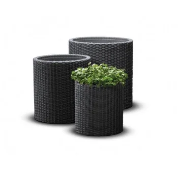 Keter Cylinder vazonų rinkinys (3 vnt., S/M/L), antracito pilkas